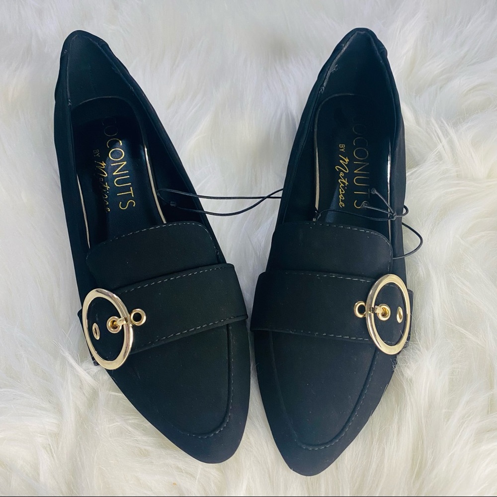 Women’s New Coconuts by Matisse Black with Gold-toned Buckle flats